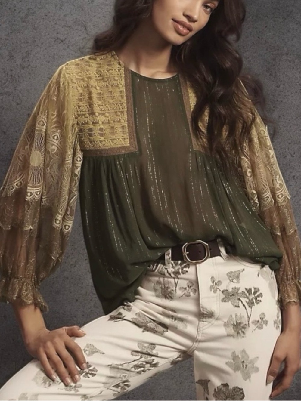 Anthropology BlAnk London Charisha Lace-Sleeve
Top Size M